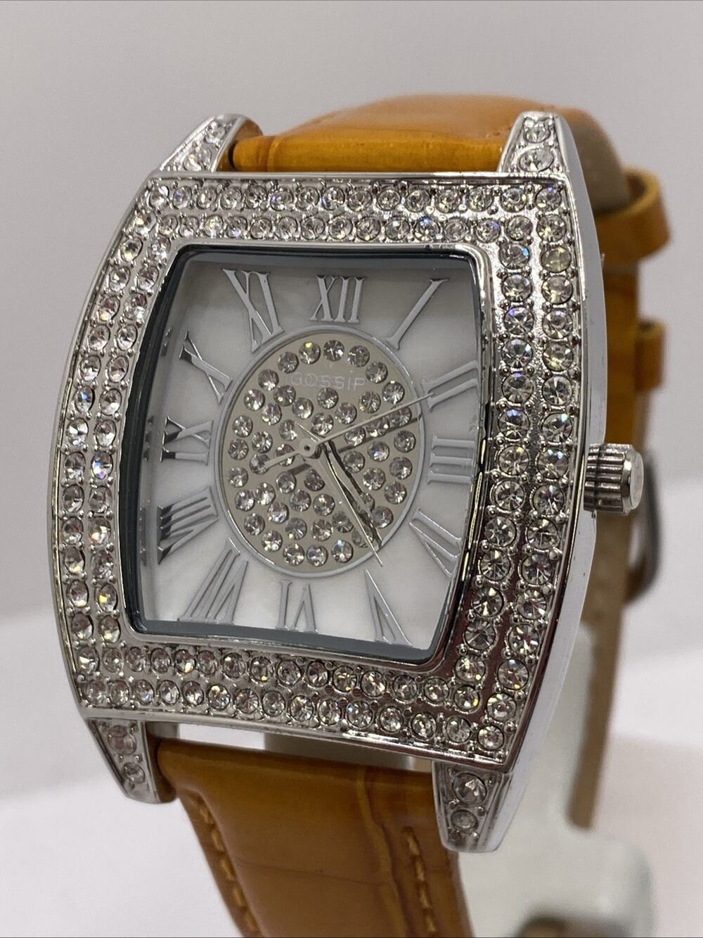 Gossip Womens Silver Rhinestone Watch Works New Battery